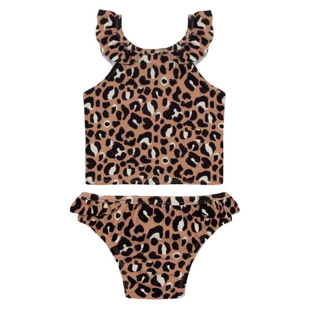 Kids Cheetah Ruffle Tankini